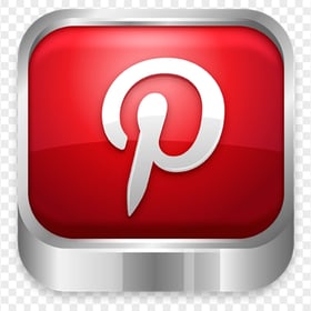 3D Pinterest App Icon Metal Border Effect