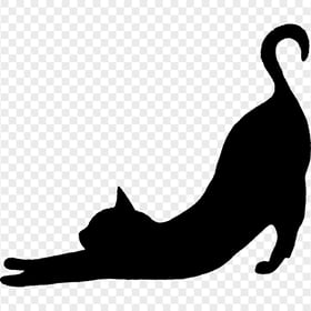 Black Cat Silhouette Stretching HD Transparent Background