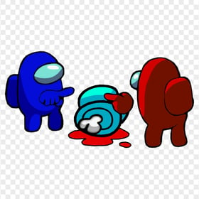 HD Blue & Red Among Us Characters Who Killed Cyan PNG