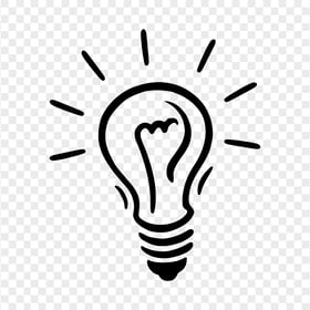 Light Bulb Doodle Drawing Idea Black Icon PNG