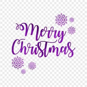 HD Purple Glitter Merry Christmas Text Logo With Snowflakes PNG