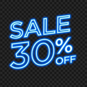 Blue 30% Off Sale Neon Sign Transparent Background