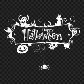 Download White Happy Halloween Banner Logo Illustration PNG