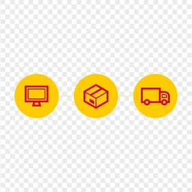 HD Red & Yellow Shipping Process Icons PNG