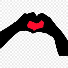 Black Silhouette Hand Love Red Heart Gesture PNG