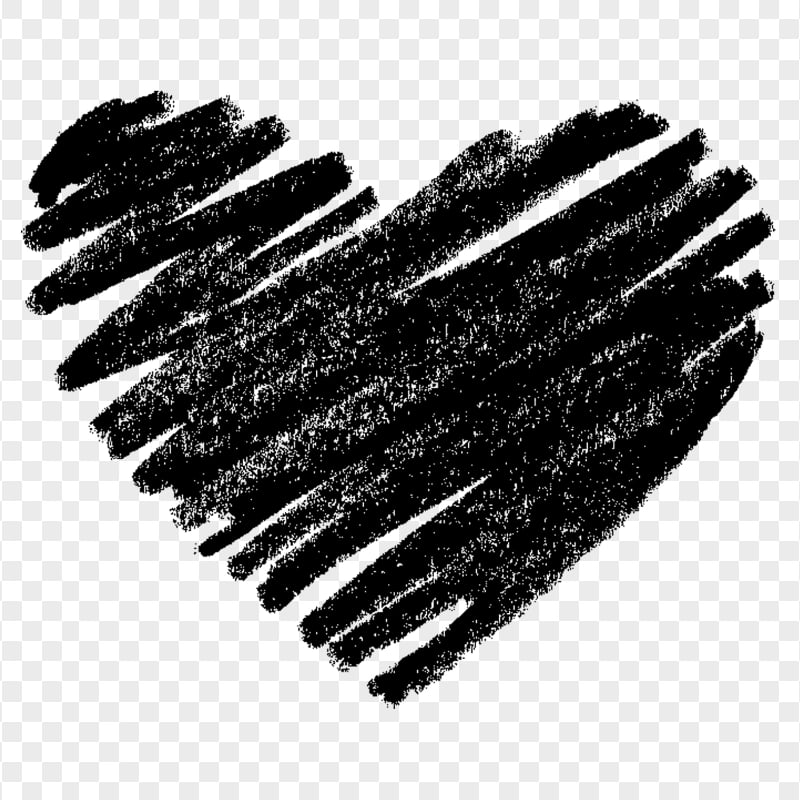 HD Black Sketch Heart Love PNG