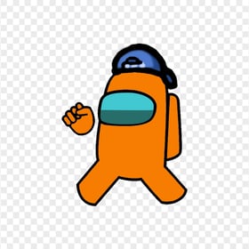 HD Orange Among Us Character Wear Backwards Baseball Cap PNG