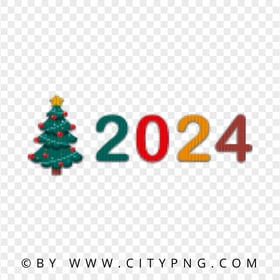 Colorful 2024 Text Number Embroidery Effect PNG Image