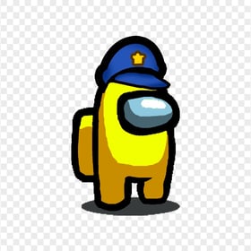 HD Yellow Among Us Crewmate Character With Police Hat PNG