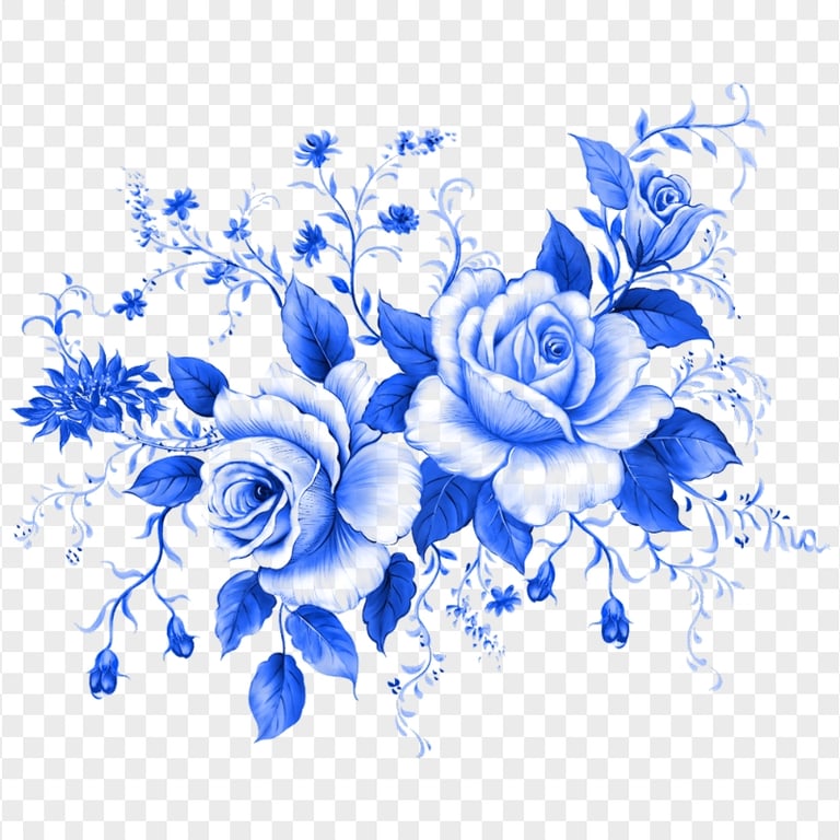 HD Blue Flowers Illustration Transparent Background