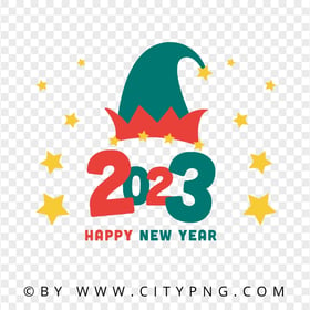 Vector Happy New Year 2023 With Yellow Stars HD PNG