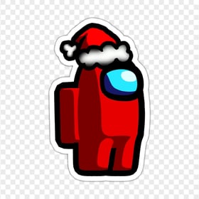 HD Red Among Us Character Santa Hat Stickers PNG