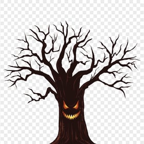 Spooky Scary Halloween Tree Illustration FREE PNG