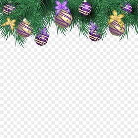 Christmas Hanging Ornaments & Fir Branches HD PNG