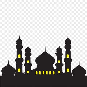 Black Silhouette Masjid Mosque Window Yellow Light