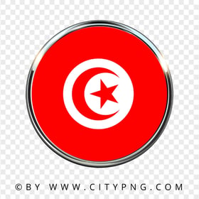 Tunisia Round Metal Framed Flag Icon PNG