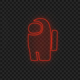 HD Neon Among Us Red Character PNG