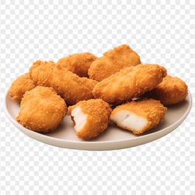 Crust Chicken Nuggets on White Plate HD Transparent PNG