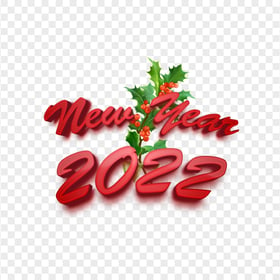 Red Happy New Year 2022 With Christmas Plant