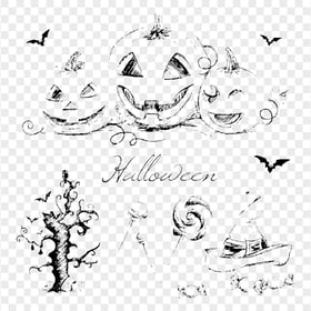 Transparent Black Drawing Sketch Halloween Elements