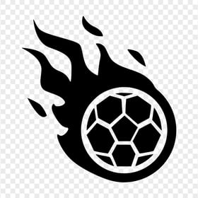 Football Ball In Burning Flame Black Icon HD PNG