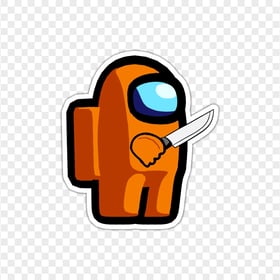 HD Orange Among Us Character Holding Knife Stickers PNG