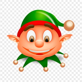 Cartoon Elf Head Face Christmas Character PNG