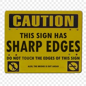 Sharp Edges Caution Sign Yellow Vintage Old