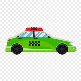 Green Cartoon Cab Taxi Side View PNG