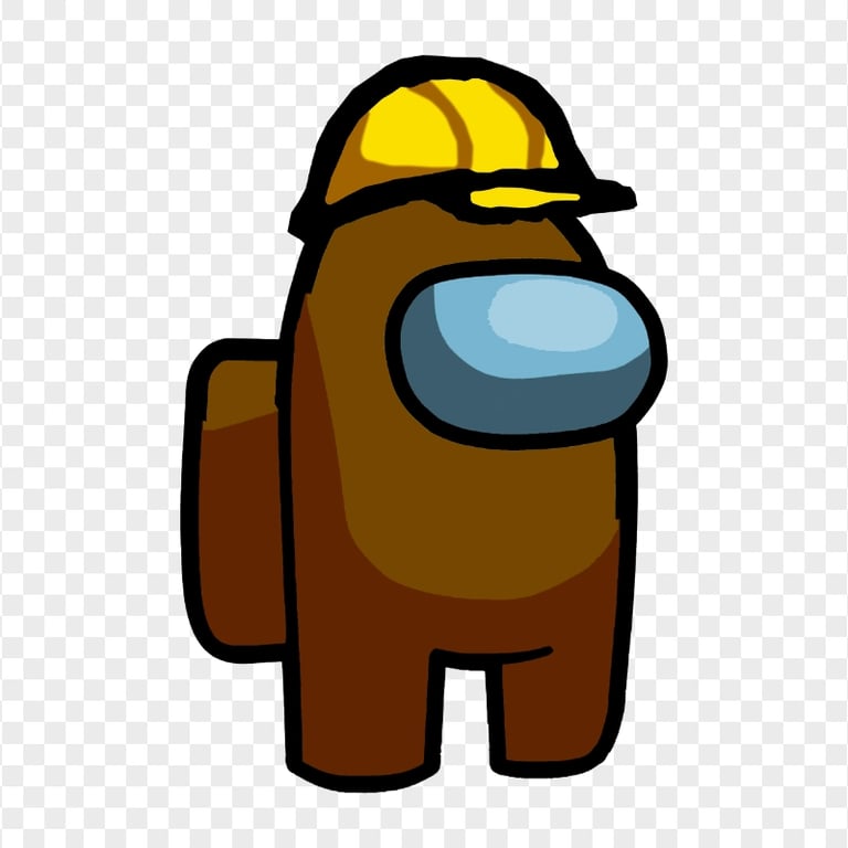 HD Brown Among Us Character With Hard Construction Hat PNG