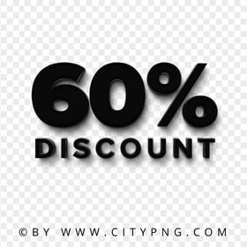 Discount 60 Percent Black Text Logo Sign Image PNG
