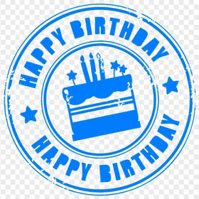 HD Blue Happy Birthday Round Stamp PNG