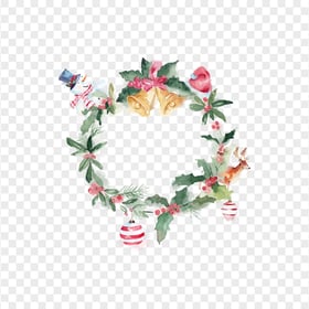 HD Christmas Watercolor Wreath Transparent PNG