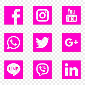 Social Media Pink Square Icons Transparent Background