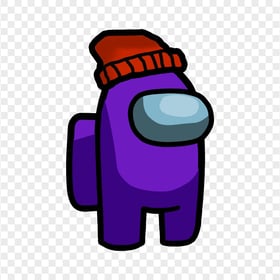 HD Purple Among Us Crewmate Character With Red Beanie Hat PNG