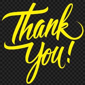 Thank You Calligraphy Yellow Text PNG Image