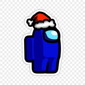 HD Blue Among Us Character Santa Hat Stickers PNG