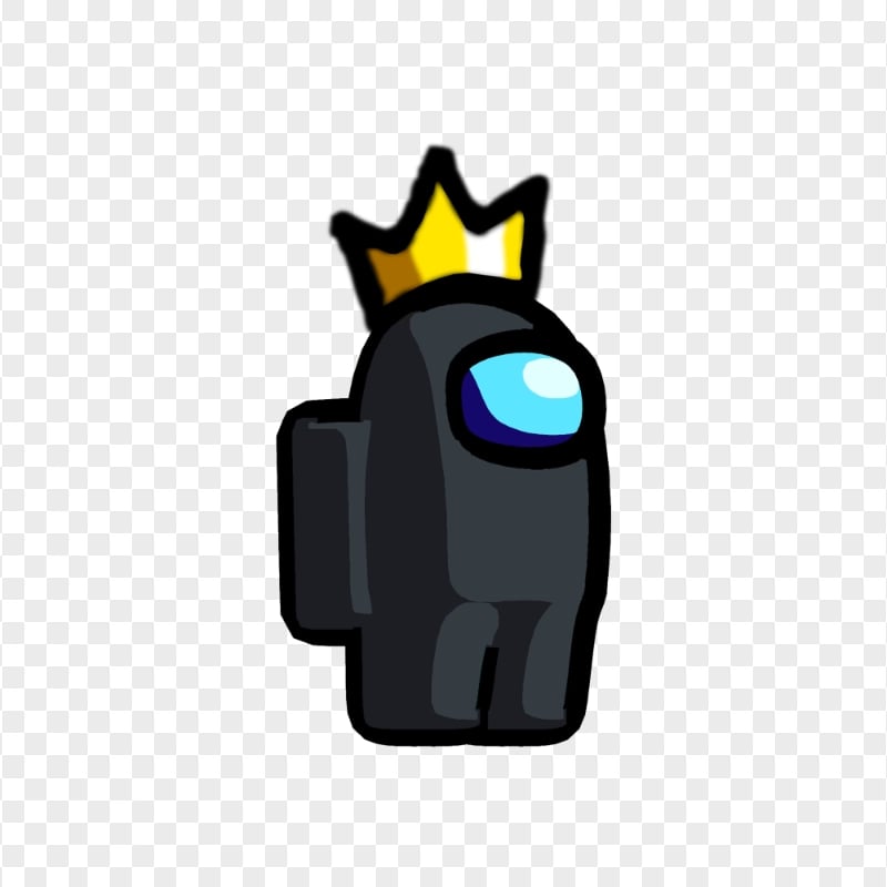 HD Black Among Us Crewmate Character With Crown Hat PNG