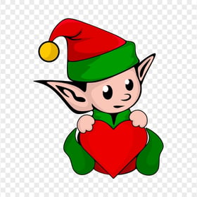 Cartoon Elf Holding A Red Heart HD PNG