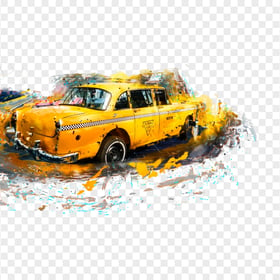 HD Yellow Cab Checker Watercolor Artwork PNG