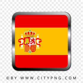 HD Spain Square Metal Framed Flag Icon PNG