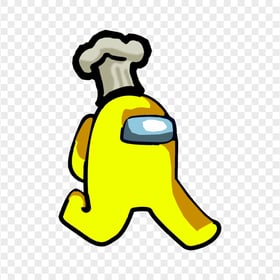HD Yellow Among Us Character Walking With Chef Hat PNG