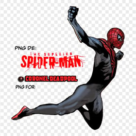 HD Black Spider Man With Logo Jumping Drawing PNG
