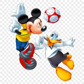 Mickey Mouse And Donald Duck Playing Football Image PNG