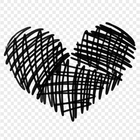 HD Black Lines Sketch Heart Love Valentines PNG