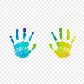 HD Colorful Two Realistic Hand Print PNG