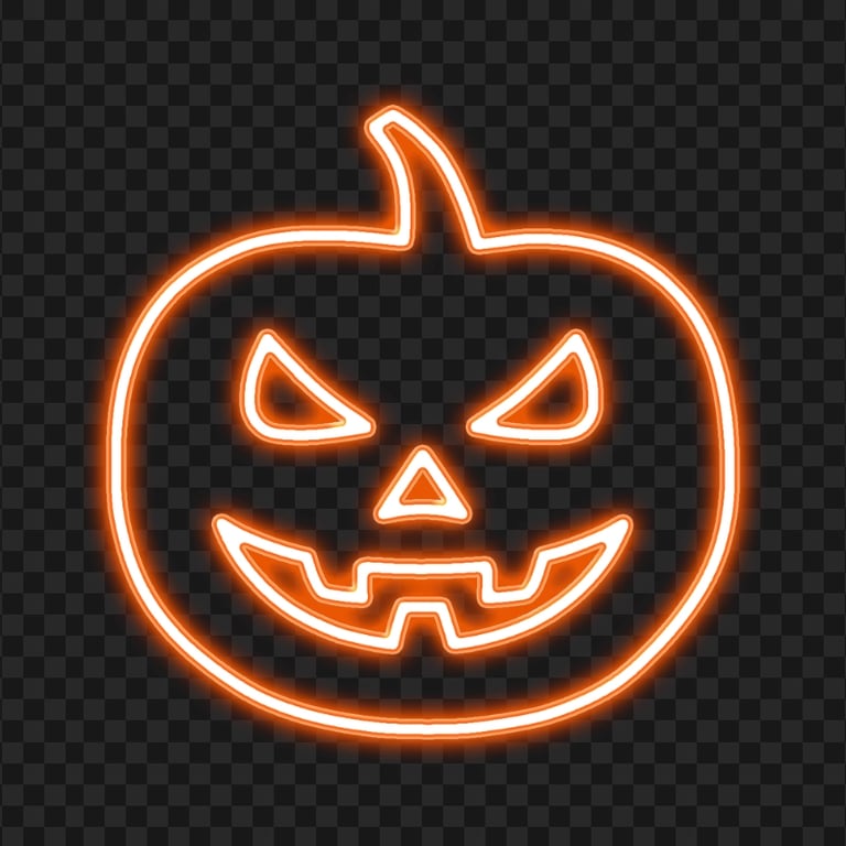 HD Orange Neon Pumpkin Jack O Lantern PNG