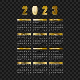 Simple Gold 2023 Calendar HD PNG