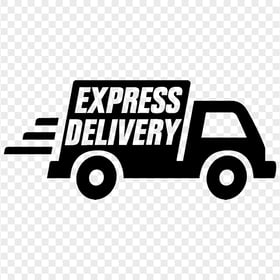 Express Delivery Black Truck Icon Transparent Background