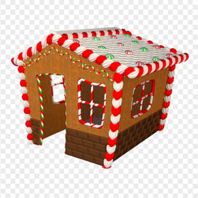 Illustration 3D Gingerbread House Cake Image PNG